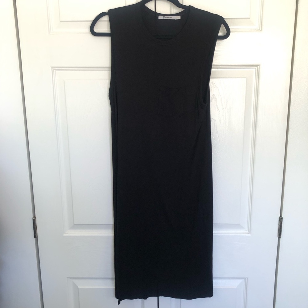 Black “T” Alexander Wang Slim Slit Tank Dress with Pocket Size S